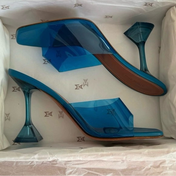 Amina Muaddi Blue Lupita Pvc Metallic Mules. AUTHENTIC! EU 38,5 size. - Picture 2 of 15
